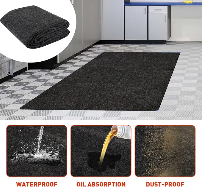 Golf Cart Parking Mat 4.9 ft × 9.1 ft Garage Floor Mat Oil Absorbent Waterproof - Image 2