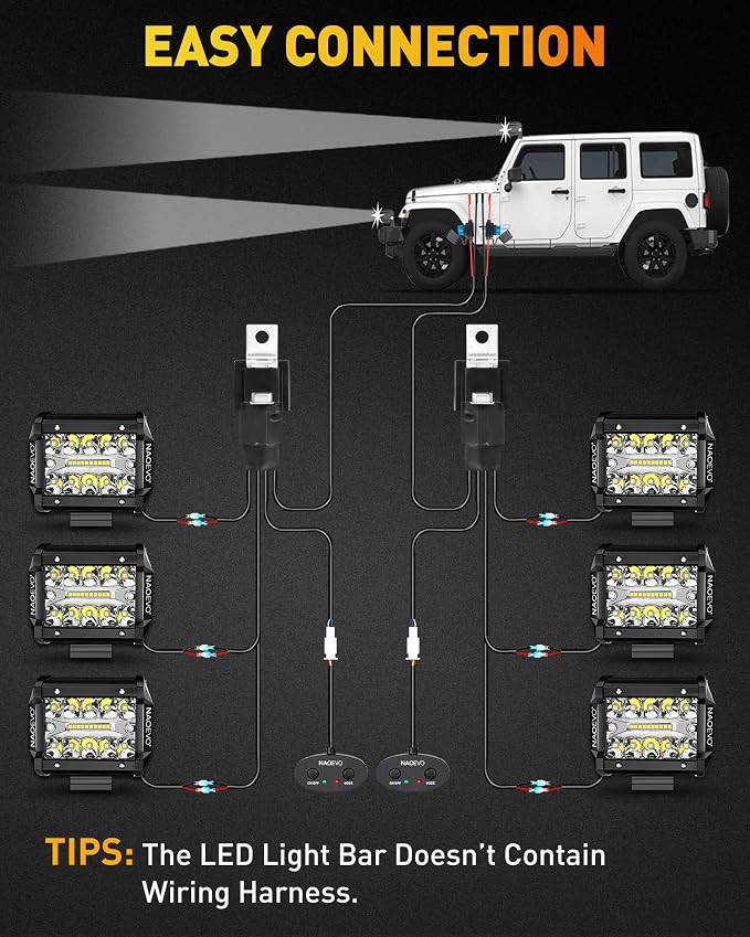 NAOEVO 4 Inch LED Pod Lights, 360W 36, 000LM LED Fog/Driving/Off Road Lights - Image 7