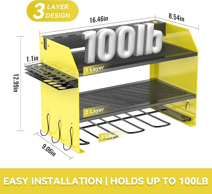 3-Tier Modular Drill Holder & Power Tool Organizer Wall Mount - Image 3