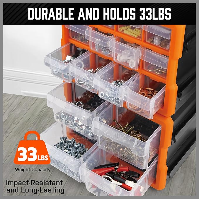 HORUSDY 16-Drawer Storage Cabinet, Wall Mountable Parts Organizer - Image 4