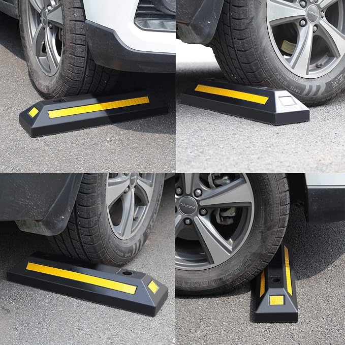 2 Pack Rubber Parking Guide Blocks Heavy Duty Wheel Stop Stoppers - Image 8