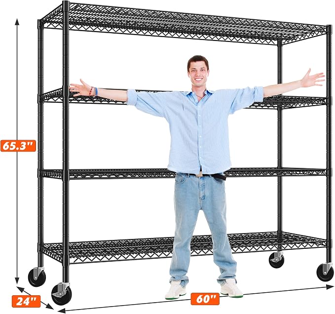 REIBII 60" W Storage Shelves 2878LBS Wire Shelving Unit - Image 3
