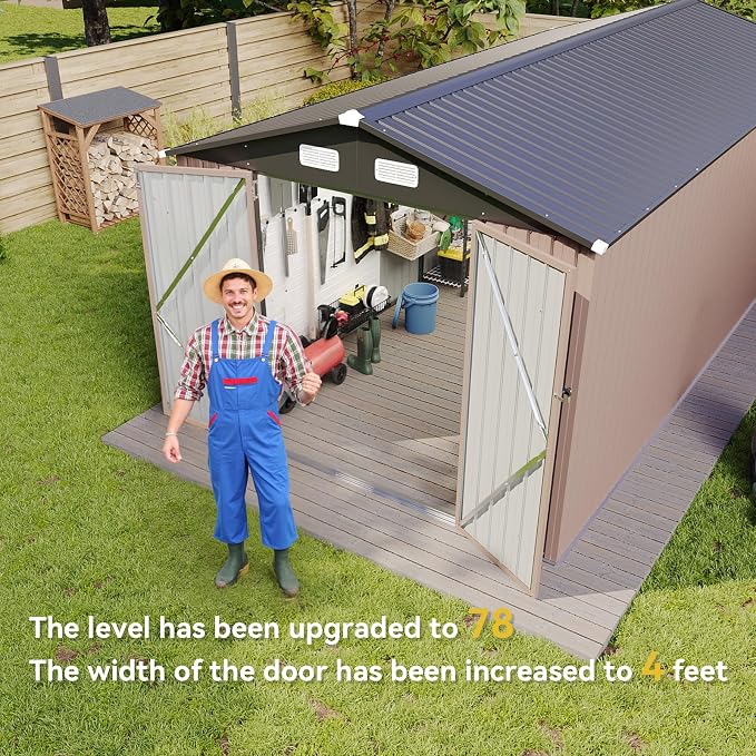 Aoxun 8x12 FT Outdoor Storage Shed Large Shed Steel Utility Tool Shed Storage - Image 5