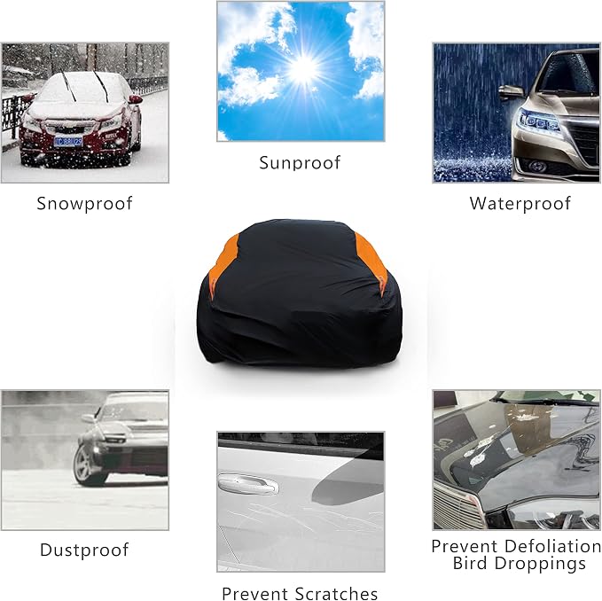 MORNYRAY Waterproof Car Cover All Weather Snowproof UV Protection Windproof - Image 3
