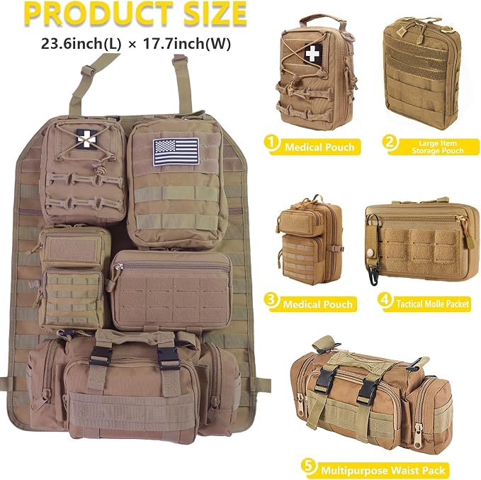 Universal Tactical Seat ​Back Organizer Vehicle Molle Panel Organizer Storage - Image 4