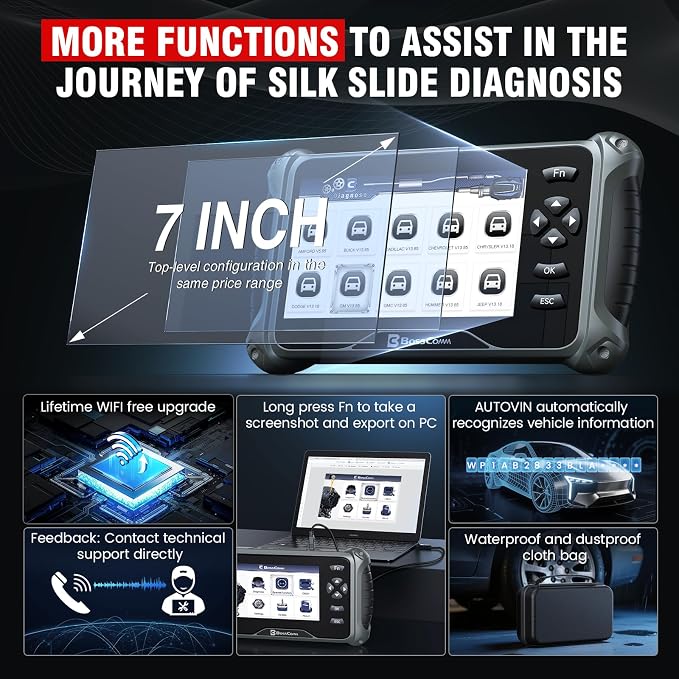 BOSSCOMM IF740 OBD2 Scanner, 4 Systems ABS/SRS/Transmission/Check Engine Code - Image 7