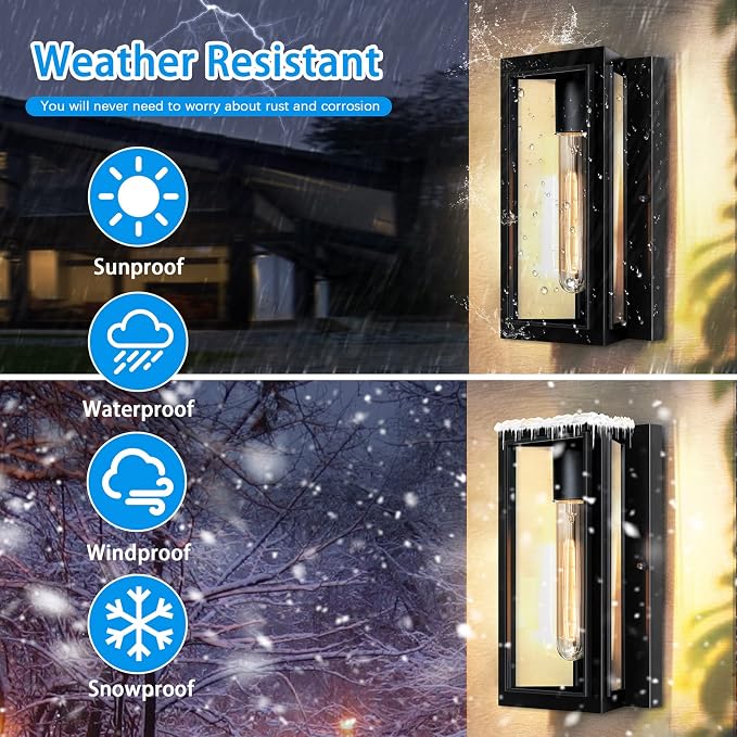 Outdoor Wall Lights, Modern Black Exterior Light Fixture Wall Mount - Image 4