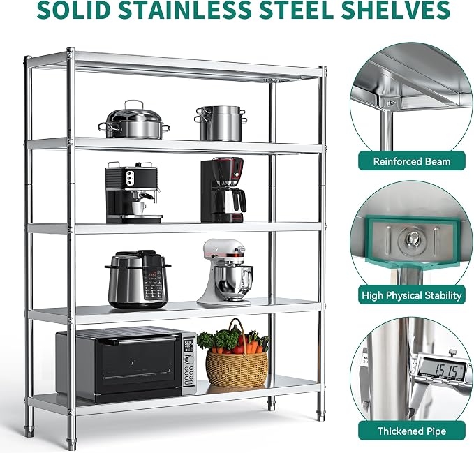 YITAHOME NSF Stainless Steel Shelves, Heavy Duty Shelving - Image 4