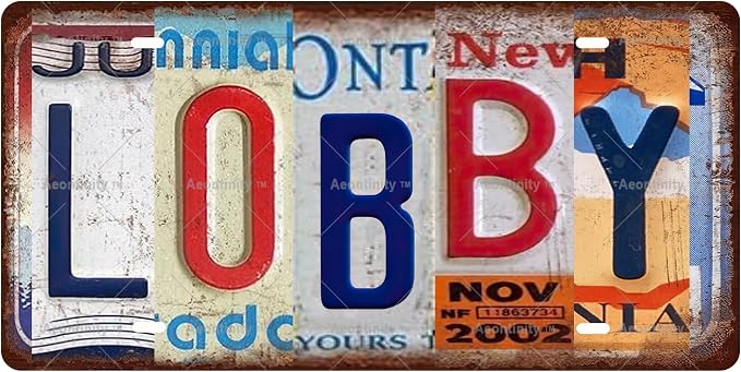 LOBBY Vintage Metal Tin Sign License Plate Bar Cafe Garage Cave Home Room Wall by Unknown