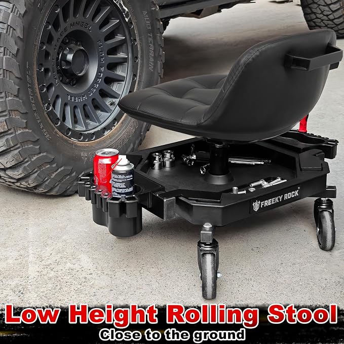 Rolling Stool with Wheels, Adjustable Height Pneumatic Garage Work Mechanic - Image 9