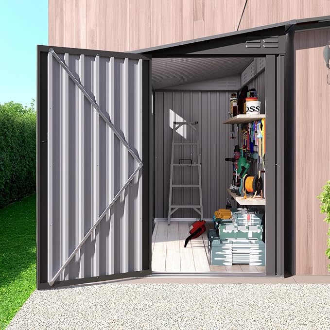 4 x 9 FT Metal Outdoor Storage Shed w/Clear Window, Lean to Storage Sheds by Unknown