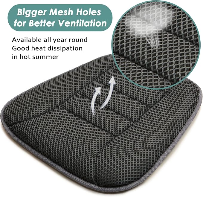 AEROiVi Car Seat Cushion for Driving, Breathable 3D Air Mesh, Non-Slip Bottom - Image 2