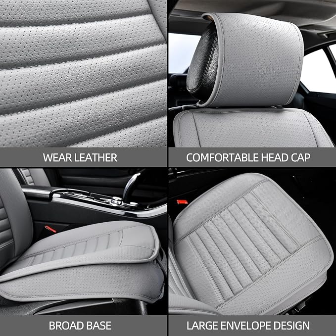 Universal Leather Car Seat Covers Full Set, Car Seat Cushion Covers Protector - Image 5