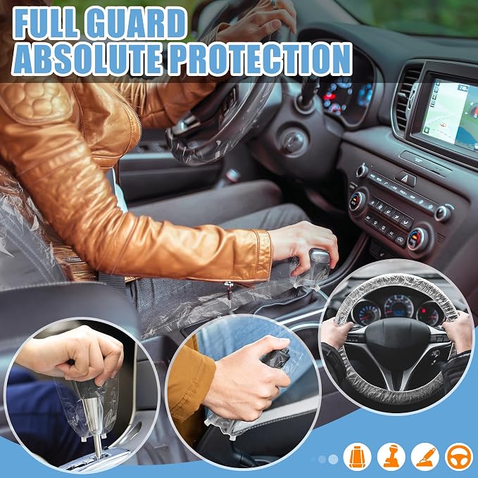 MYFAMIREA 250 PCS Disposable Car Seat Covers Clear Plastic Vehicle Seat - Image 6