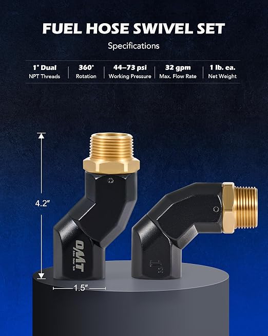 Orion Motor Tech 2pcs 1" NPT Fuel Hose Nozzle Swivel Kit - Image 2