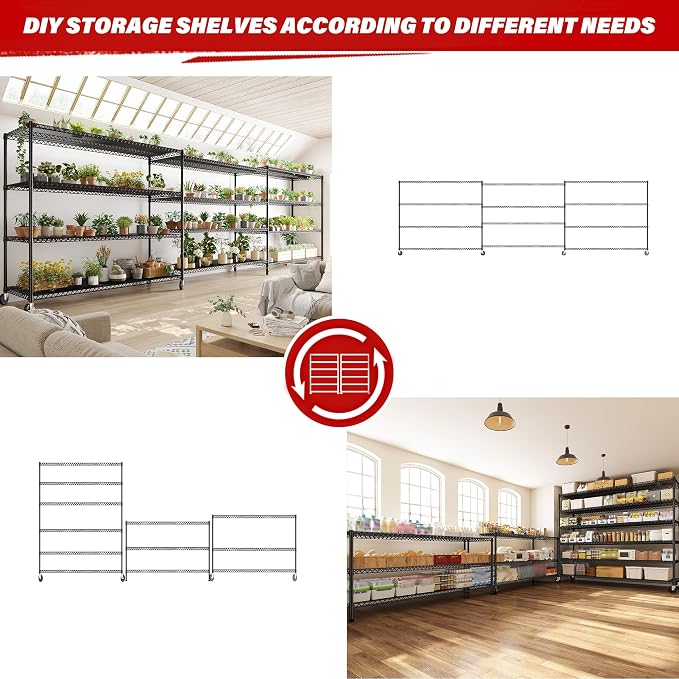 REIBII 60''W X 82.6" H Steel Heavy Duty Wire Shelving Unit - Image 7