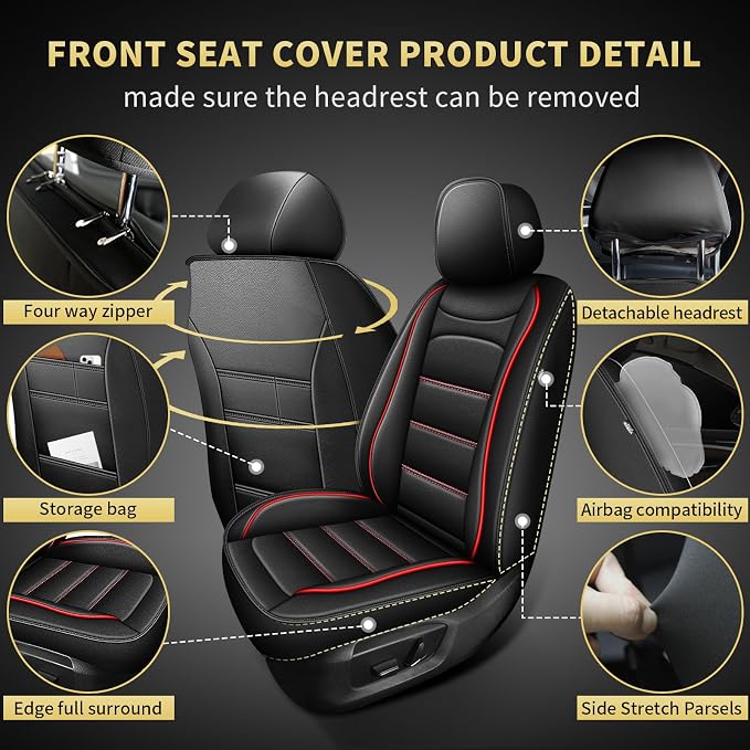 AOMSAZTO Ford Ranger Seat Covers: Full Set Custom Fit 2019 2020 2021 2022 2023 - Image 3
