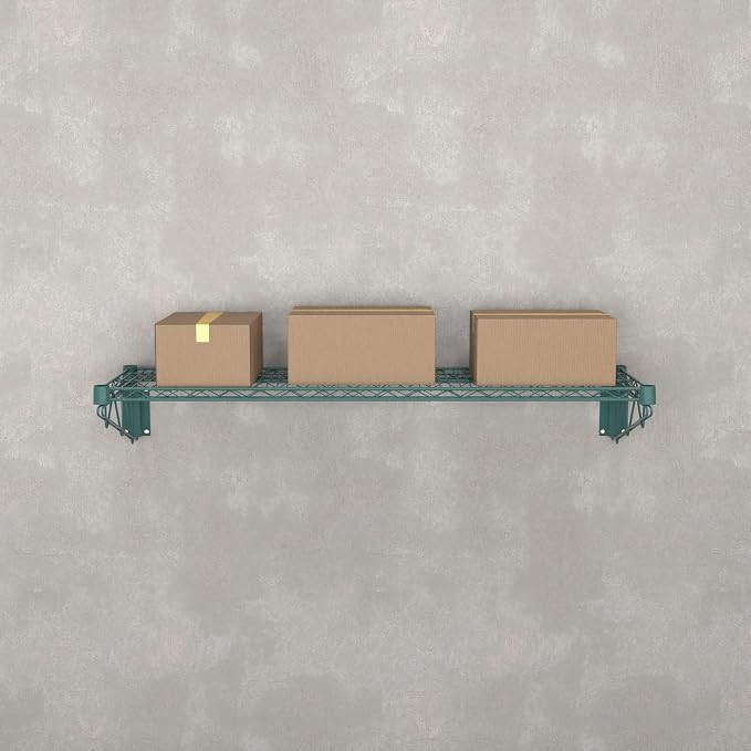 14" x 48" Green Epoxy Wire Wall Mount Shelf - Image 6
