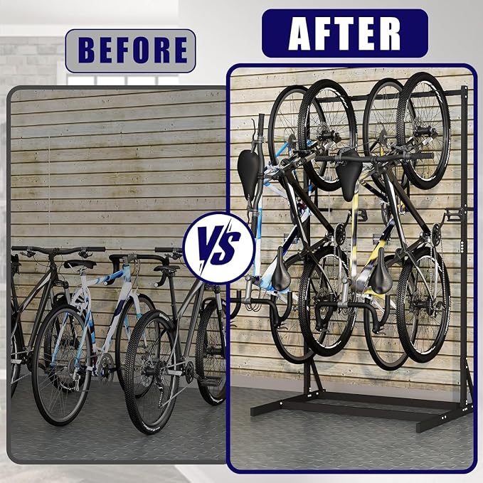 Freestanding Bike Storage Rack, Vertical Bike Holder Holds Up to 5 Bikes - Image 5