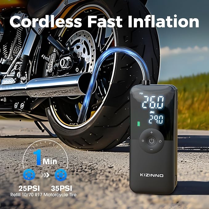 Electric Bike Pump Portable for Bicycle Tires, Compact Motor Air Pump - Image 2