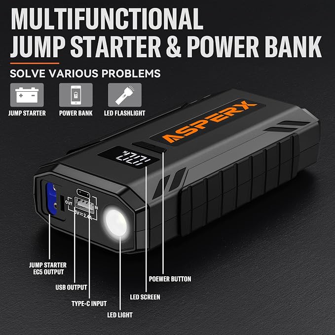 ASPERX Car Jump Starter, 2000A Peak Battery Jump Starter - Image 3