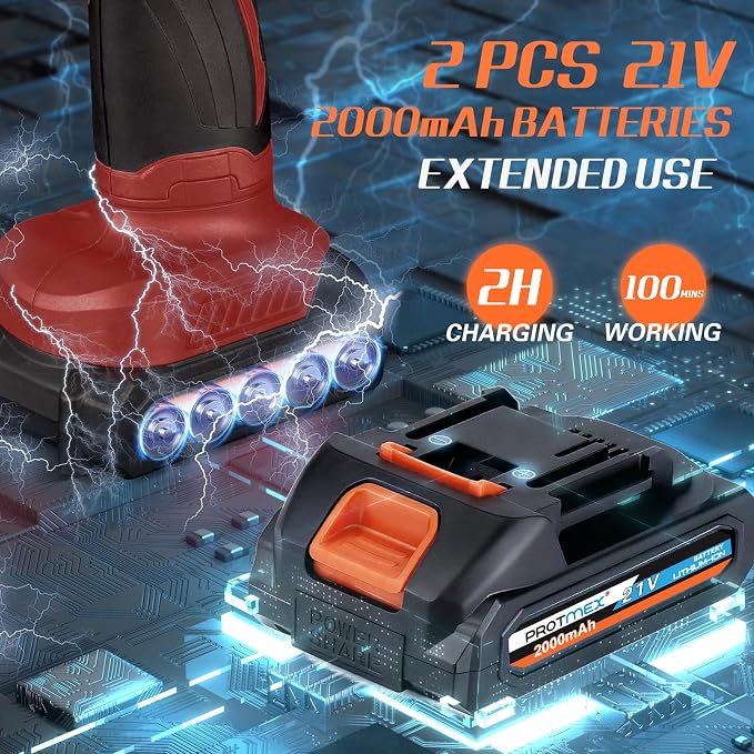 Cordless Car Buffer Polisher w/ 2x2000mAh 21V Batteries, 6 Inch Car buffer - Image 2