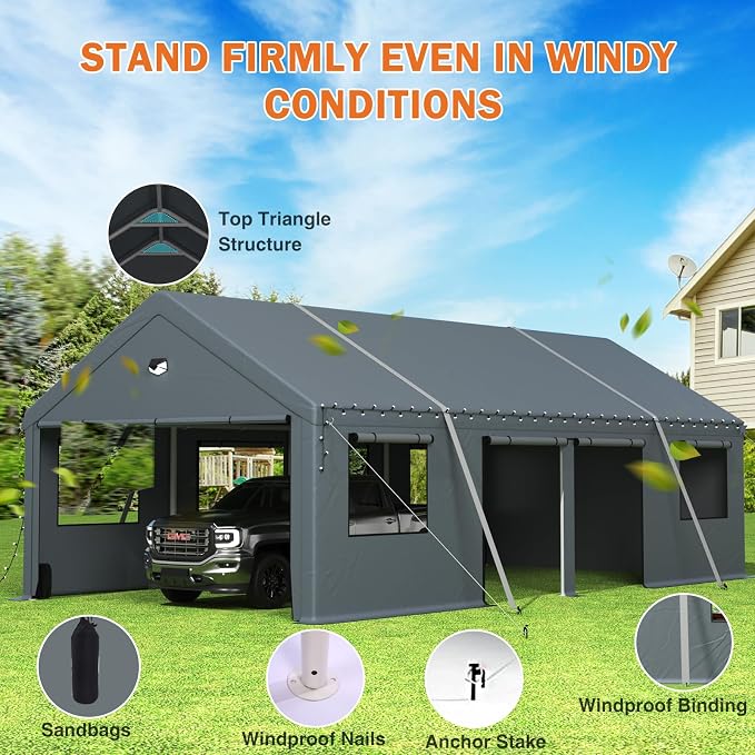 Carports 13X25 Heavy Duty, Portable Car Port Garage, Carport Canopy - Image 4