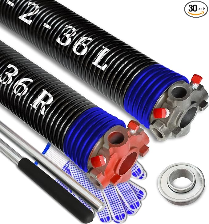 Garage Door Torsion Spring Set, Pair of 2" Electrophoresis Coated Garage Door by YINKCO