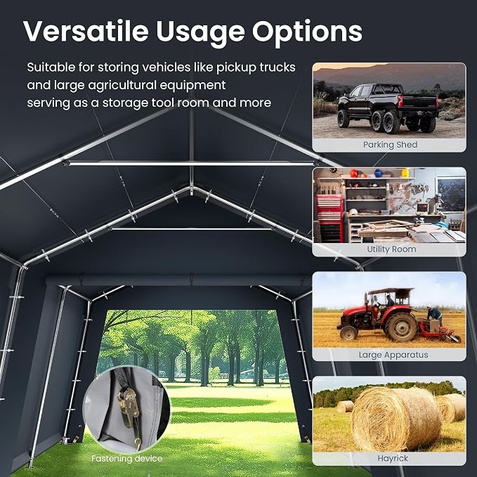 PHI VILLA 13'X22'X9.6' Outdoor Portable Storage Shelter Shed Garage - Image 5