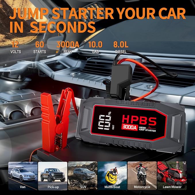 Jump Starter - 3000A Car Battery Jump Starter - Image 2