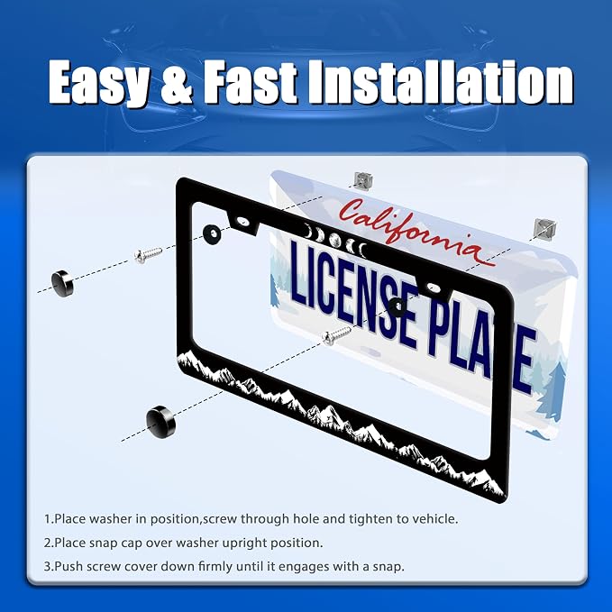 Moon Phase License Plate Frame Mountains Forest License Plate Stainless Steel - Image 3