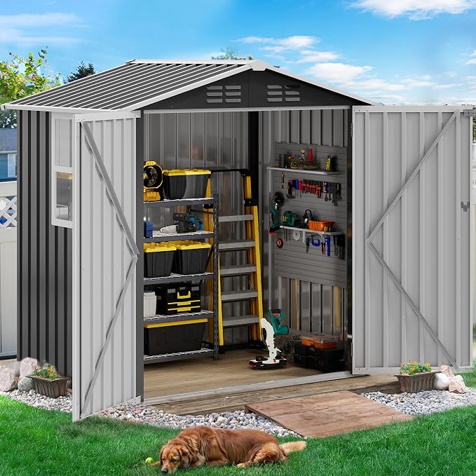 DWVO 6x4ft Metal Outdoor Storage Shed - Image 2