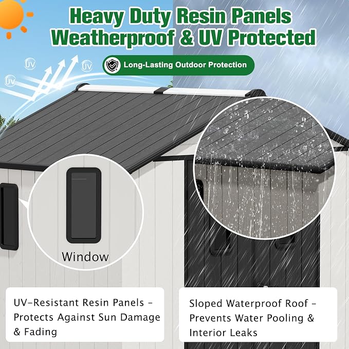 EAGLE PEAK 8x8 Resin Outdoor Storage Shed, Weatherproof Garden Shed - Image 7