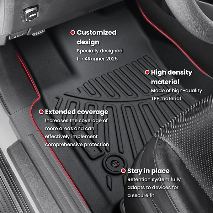 Floor Mats for 4Runner 2025, All Weather Floor Mats Floor Liners Compatible - Image 4