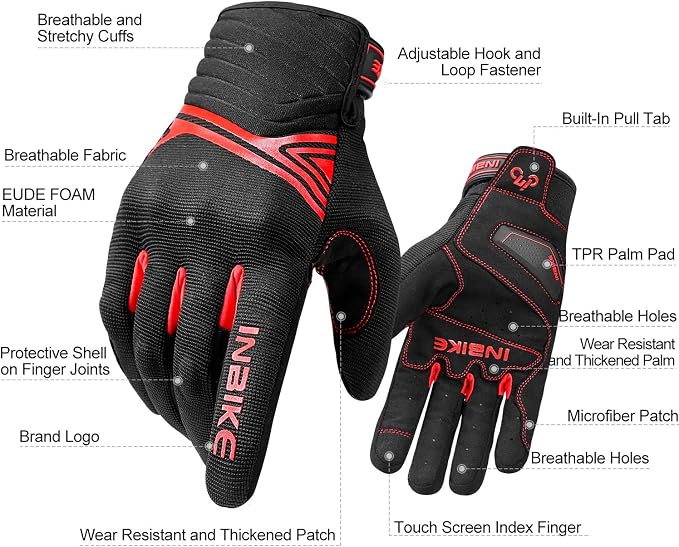 INBIKE Breathable Mesh Motorcycle Gloves Touchscreen - Image 2