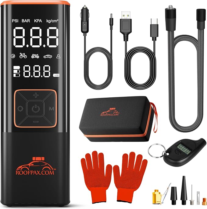 RoofPax Car Tire Inflator Portable Air Compressor 150 PSI Battery Powered 3x by RoofPax