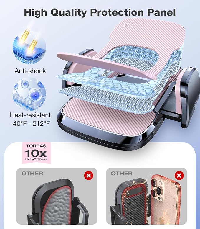 TORRAS Pink Phone Holders for Your Car【True Military-Grade & Strongest Suction】 - Image 6