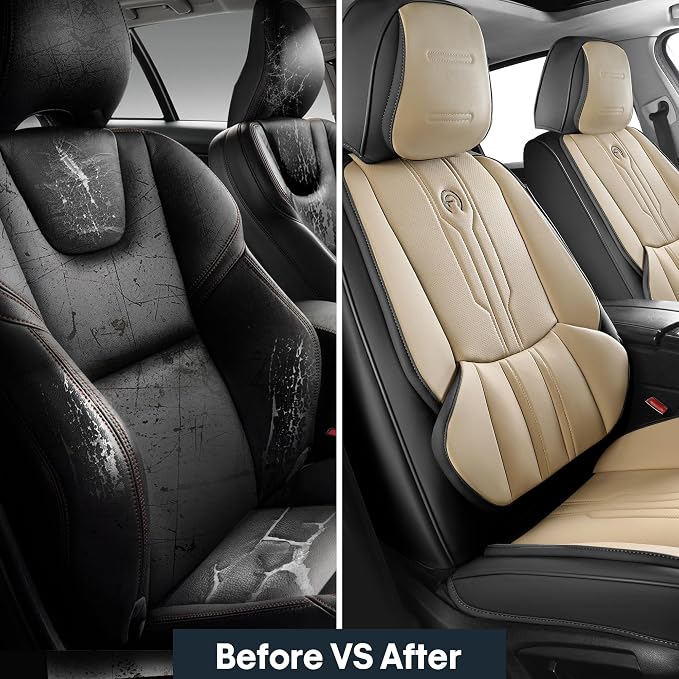 AOOG Front Seat Covers, Car Seat Covers Front Seats, Leather Seat Covers - Image 5