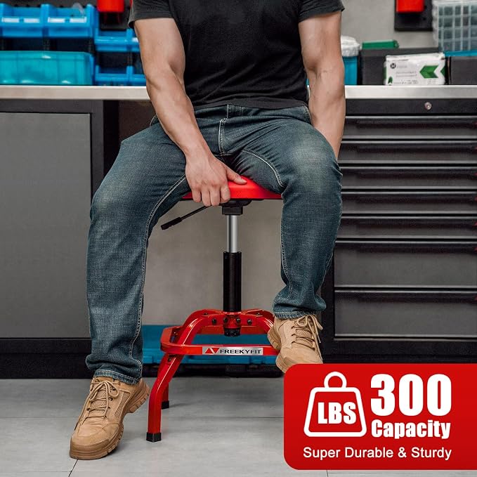 Shop Stool with Backrest, Mechanic Garage Stool - Image 3