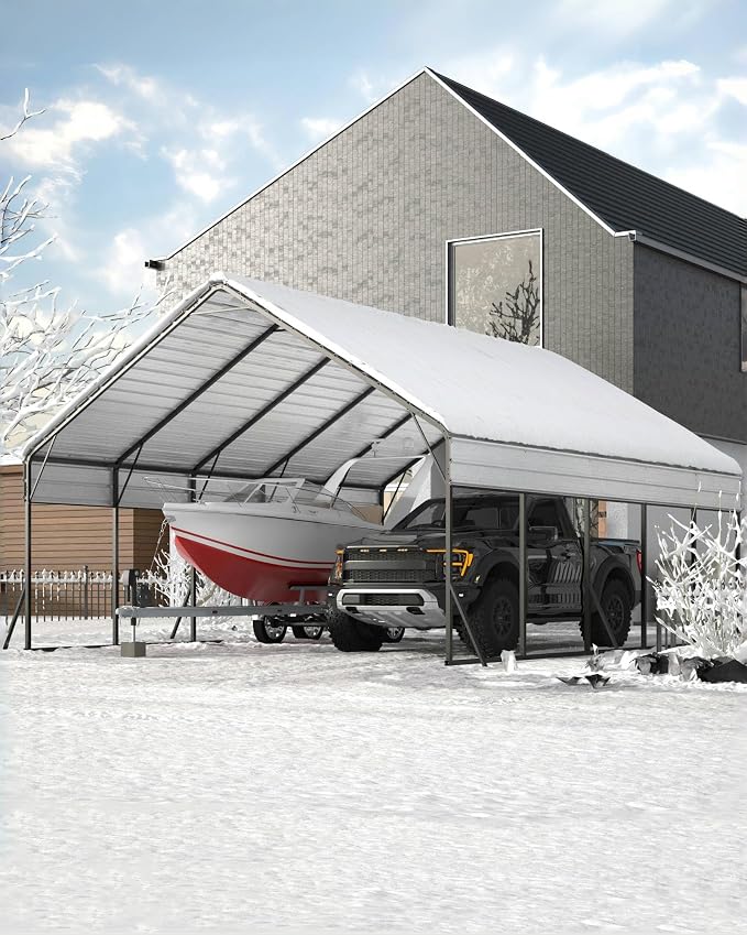 20'x25'x13' Metal Carport for 2 Cars, Extra Tall Car Port, Reinforced Frame and - Image 5
