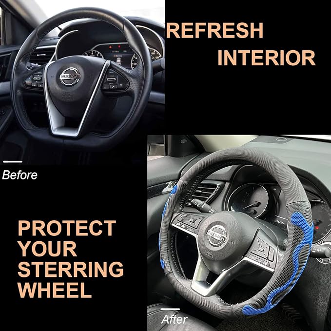 PINCTROT D Shaped Comfy Grip Steering Wheel Cover, Anti-Slip Design, Flat - Image 4