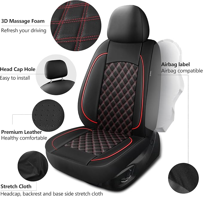 Leather Car Seat Covers, Breathable and Waterproof Napa Leather Automotive Seat - Image 5