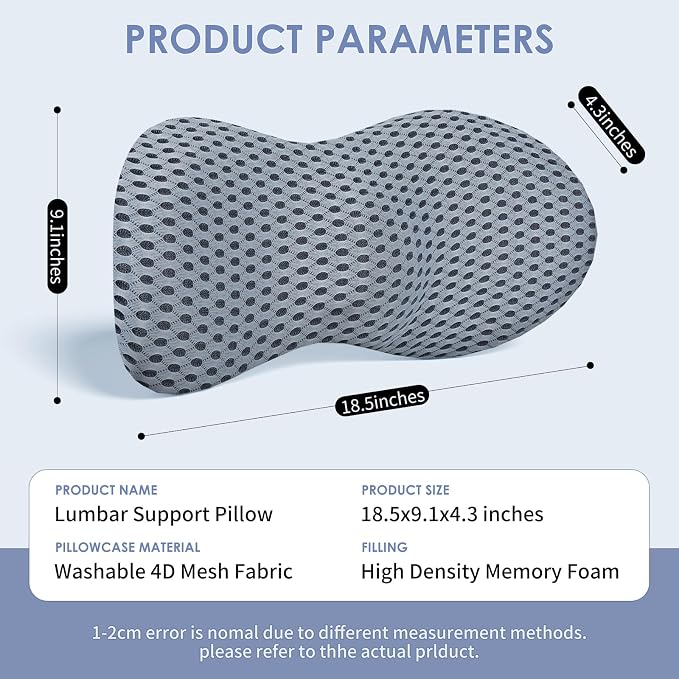 Lumbar Support Pillow, Memory Foam Back Support Pillow - Image 6