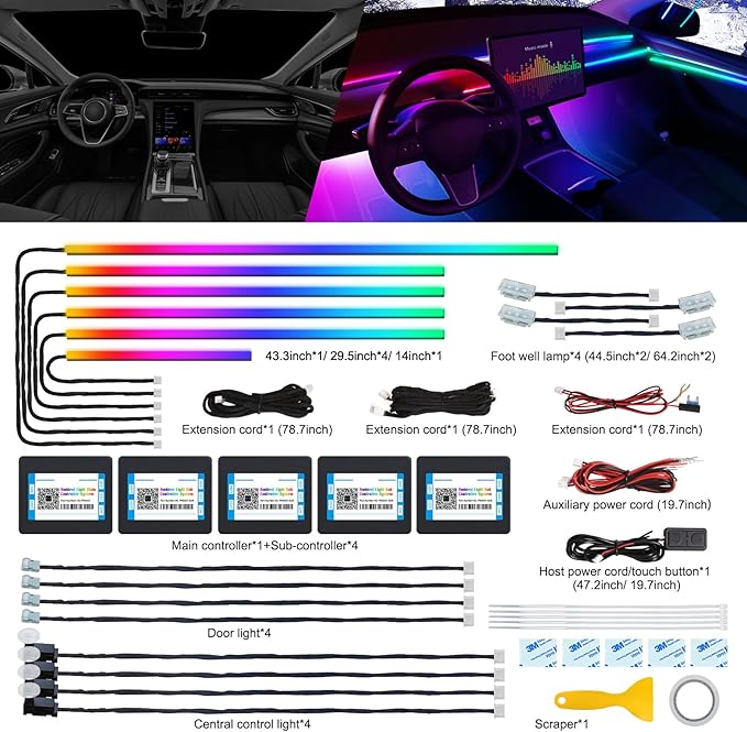 Dreamcolor Acrylic Interior Car LED Strip Light - Image 2