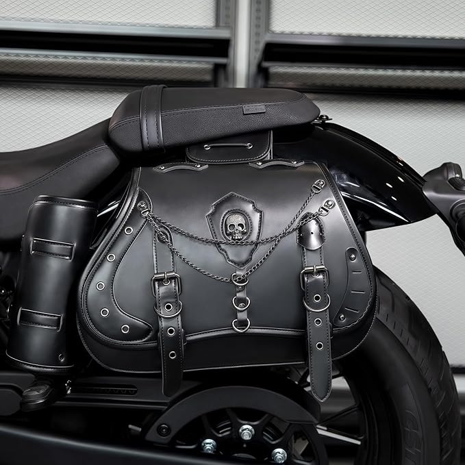 Motorcycle Saddlebags, 30L Leather Waterproof Side Saddle Bags - Image 6