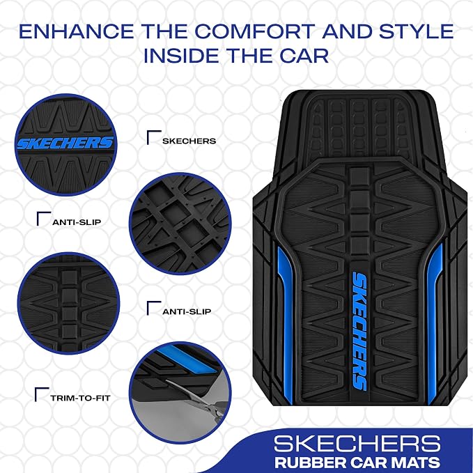 Skechers Car Floor Mats, Heavy Duty Rubber Car Mats Full Set, All Weather Floor - Image 4