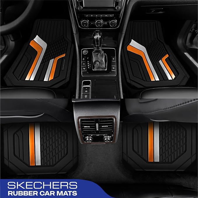 Skechers Heavy Duty Rubber Car Floor Mats, Dual Color Design Floor Mats - Image 3