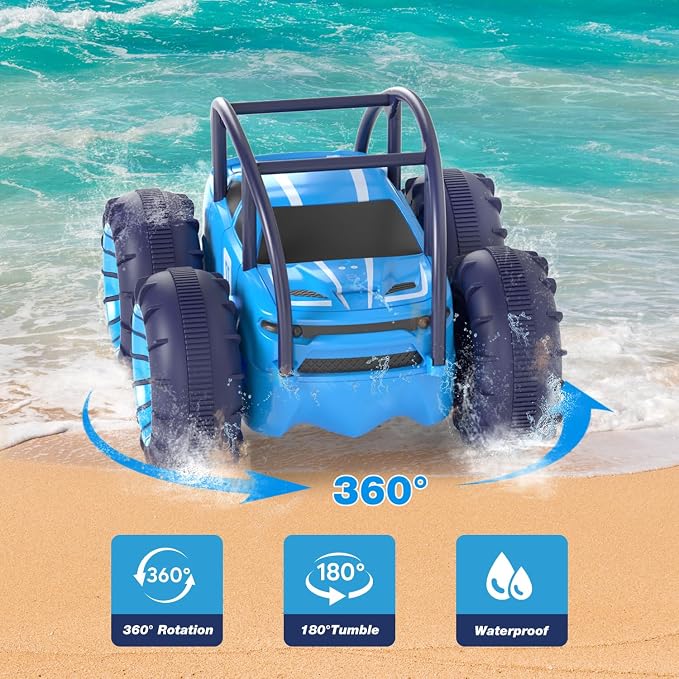 MaxTronic Amphibious Remote Control Car, Rechargeable RC Cars Toy 360° Flips - Image 4