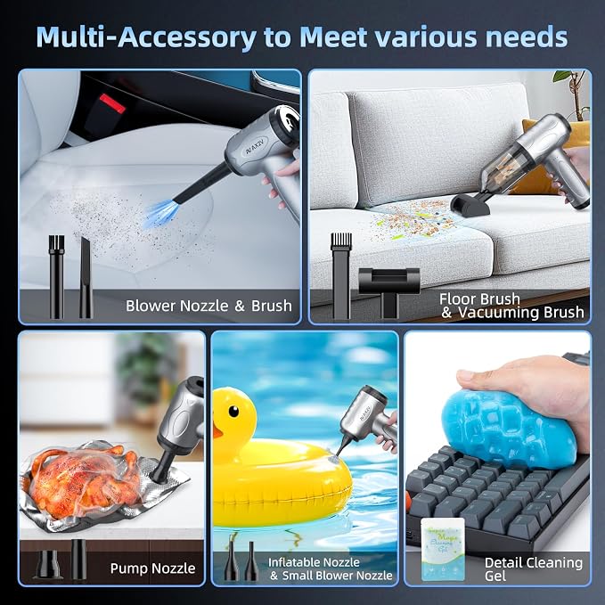 2-in-1 Car Vacuum & Air Duster, 70W/16kpa/1200000RPM/35 Mins, High Powerful - Image 4