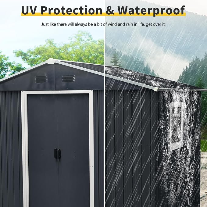 8x4 FT Outdoor Storage Shed, Metal Shed - Image 4